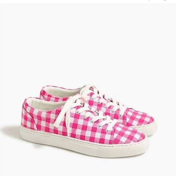 J. Crew Factory Shoes J Crew Canvas Sneakers Pink Gingham Nwt Poshmark